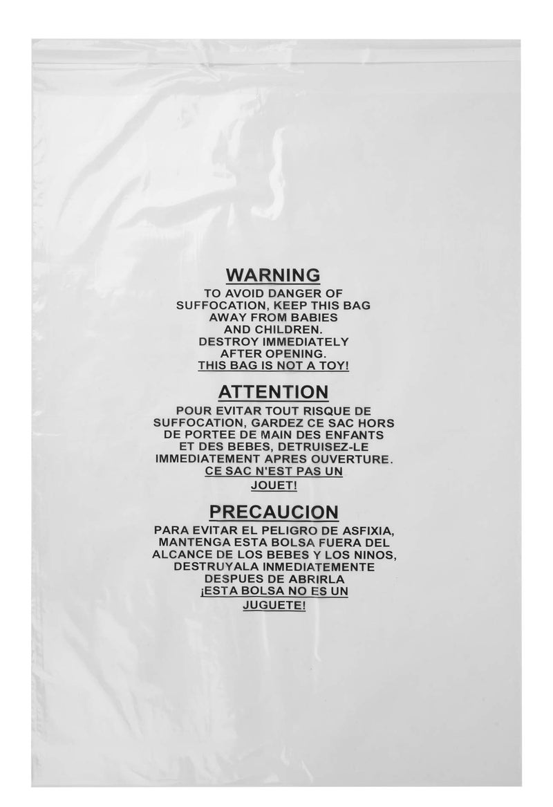 PaknSeal Clear 18x24 Self Seal Poly Bags, Suffocation Warning (100 Count) - Image 2